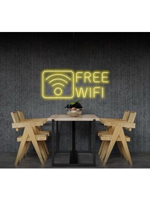 Biz Bu İşin Keyif Kısmındayız Free Wıfı Yazılı ve Şekilli Neon Tabela