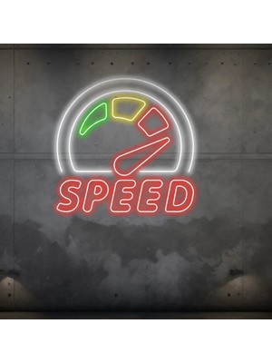 Biz Bu İşin Keyif Kısmındayız Speed Yazılı ve Şekilli Neon Tabela