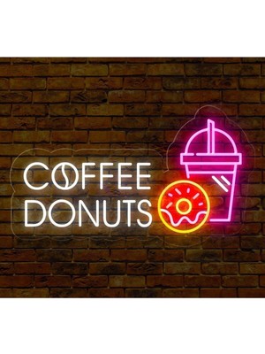 Biz Bu İşin Keyif Kısmındayız Coffee Donuts Yazılı ve Şekilli Neon Tabela