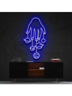 Biz Bu İşin Keyif Kısmındayız El Gezegenler Galaksi Figürlü Dekoratif Neon Tabela