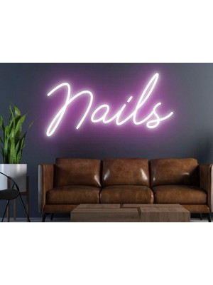 Biz Bu İşin Keyif Kısmındayız Nails Yazılı Neon Tabela