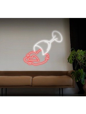 Biz Bu İşin Keyif Kısmındayız Şarap Bardağı Figürlü Neon Tabela