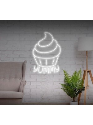 Biz Bu İşin Keyif Kısmındayız Yummy Yazılı ve Şekilli Neon Tabela