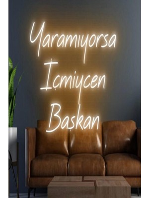 Biz Bu İşin Keyif Kısmındayız Yaramıyorsa Içmiycen Başkan Yazılı Neon Tabela