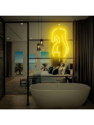 Biz Bu İşin Keyif Kısmındayız Kadın Figürlü Neon Tabela