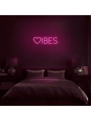 Biz Bu İşin Keyif Kısmındayız Vibes Yazılı ve Şekilli Neon Tabela