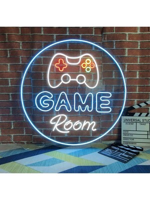Biz Bu İşin Keyif Kısmındayız Game Room Yazılı ve Şekilli Neon Tabela