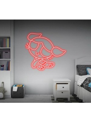 Biz Bu İşin Keyif Kısmındayız Power Puff Girls Bubbles Figürlü Neon Tabela