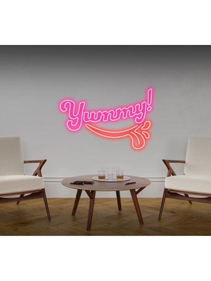 Biz Bu İşin Keyif Kısmındayız Yummy! Yazılı ve Şekilli Neon Tabela