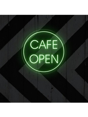 Biz Bu İşin Keyif Kısmındayız Cafe Open Yazılı Neon Tabela