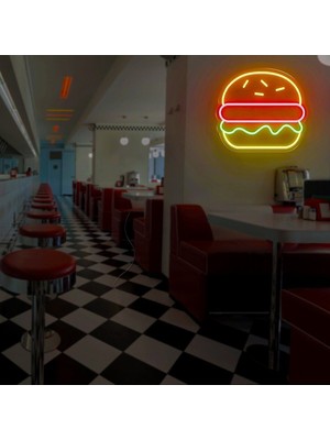 Biz Bu İşin Keyif Kısmındayız Hamburger Şekilli Neon Tabela