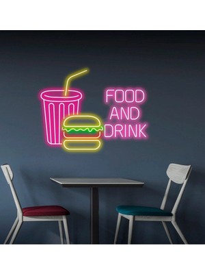 Biz Bu İşin Keyif Kısmındayız Food And Drınk Yazılı ve Şekilli Neon Tabela