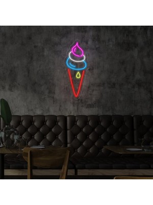 Biz Bu İşin Keyif Kısmındayız Dondurma Figürlü Neon Tabela