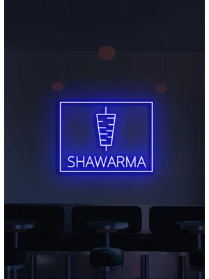 Biz Bu İşin Keyif Kısmındayız Shawarma Yazılı ve Şekilli Neon Tabela