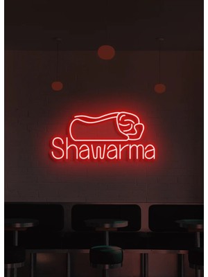 Biz Bu İşin Keyif Kısmındayız Shawarma Yazılı ve Şekilli Neon Tabela