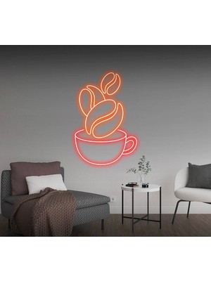Biz Bu İşin Keyif Kısmındayız Kahve Fincanı Şekilli Neon Tabela