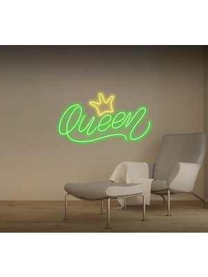 Biz Bu İşin Keyif Kısmındayız Queen Yazılı Taç Figürlü Neon Tabela