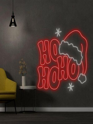 Biz Bu İşin Keyif Kısmındayız Ho Ho Ho Yazılı Yılbaşı Temalı Neon Tabela