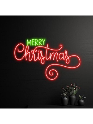 Biz Bu İşin Keyif Kısmındayız Merry Christmas Yazılı Yılbaşı Temalı Neon Tabela