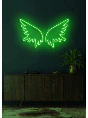 Biz Bu İşin Keyif Kısmındayız Kanat Figürlü Neon Tabela