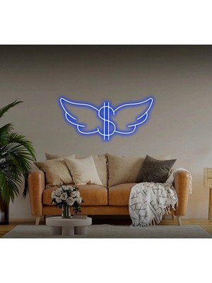 Biz Bu İşin Keyif Kısmındayız Dolarlı Kanat Şekilli Neon Tabela