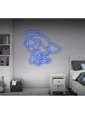 Biz Bu İşin Keyif Kısmındayız Power Puff Girls Bubbles Figürlü Neon Tabela