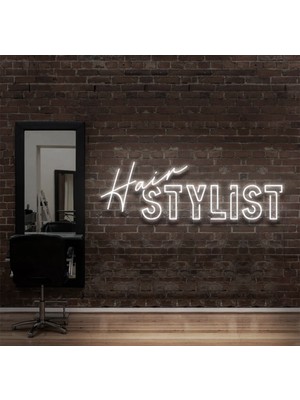 Biz Bu İşin Keyif Kısmındayız Hair Stylıst Yazılı Neon Tabela