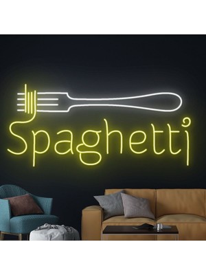 Biz Bu İşin Keyif Kısmındayız Spaghetti Yazılı ve Şekilli Neon Tabela