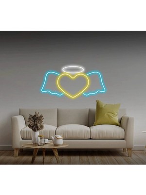 Biz Bu İşin Keyif Kısmındayız Kalpli Kanat Şekilli Neon Tabela