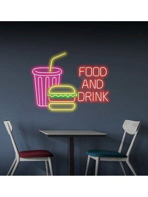 Biz Bu İşin Keyif Kısmındayız Food And Drınk Yazılı ve Şekilli Neon Tabela