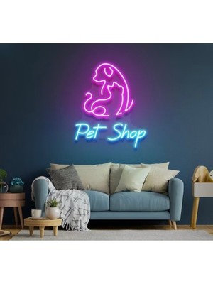 Biz Bu İşin Keyif Kısmındayız Pet Shop Yazılı ve Şekilli Neon Tabela
