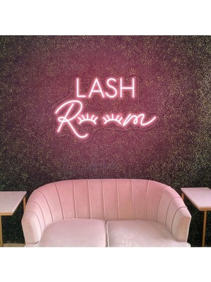 Biz Bu İşin Keyif Kısmındayız Lash Room Yazılı ve Kirpik Figürlü Neon Tabela
