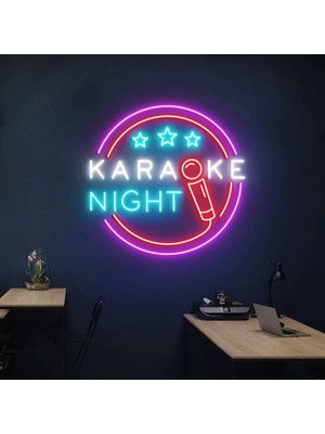 Biz Bu İşin Keyif Kısmındayız Karaoke Nıght Yazılı ve Şekilli Neon Tabela
