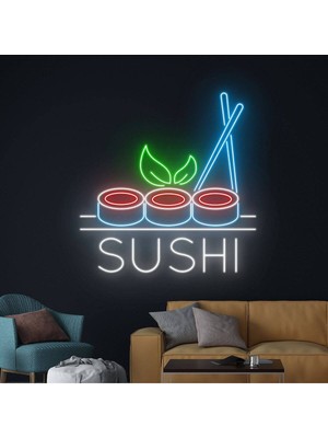 Biz Bu İşin Keyif Kısmındayız Sushı Yazılı ve Şekilli Neon Tabela