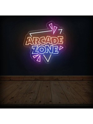 Biz Bu İşin Keyif Kısmındayız Arcade Zone Yazılı ve Şekilli Neon Tabela