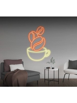 Biz Bu İşin Keyif Kısmındayız Kahve Fincanı Şekilli Neon Tabela