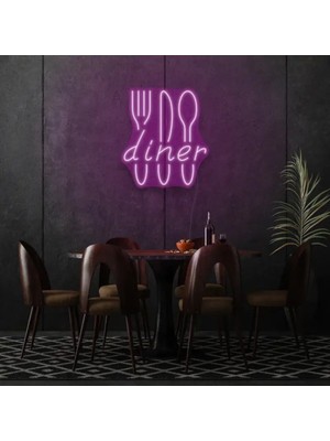 Biz Bu İşin Keyif Kısmındayız Restoranlara Özel Diner Yazılı Çatal,bıçak,kaşık Şekilli Neon Tabela