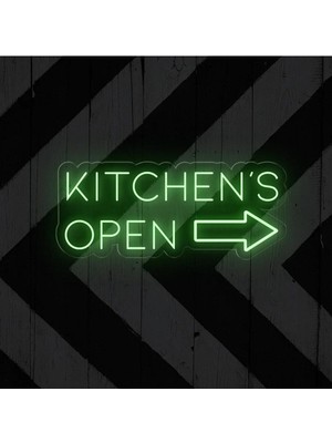 Biz Bu İşin Keyif Kısmındayız Kıtchen's Open Yazılı ve Şekilli Neon Tabela