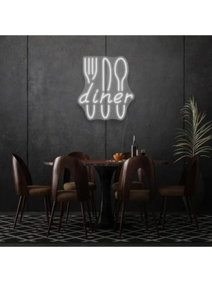Biz Bu İşin Keyif Kısmındayız Restoranlara Özel Diner Yazılı Çatal,bıçak,kaşık Şekilli Neon Tabela