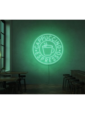 Biz Bu İşin Keyif Kısmındayız Cappuccıno Espresso Yazılı ve Şekilli Neon Tabela