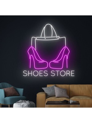 Biz Bu İşin Keyif Kısmındayız Shoes Store Yazılı ve Şekilli Neon Tabela