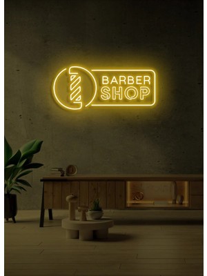 Biz Bu İşin Keyif Kısmındayız Barber Shop Yazılı ve Şekilli Neon Tabela