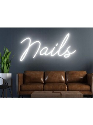 Biz Bu İşin Keyif Kısmındayız Nails Yazılı Neon Tabela