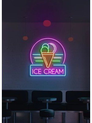 Biz Bu İşin Keyif Kısmındayız Ice Cream Yazılı ve Şekilli Neon Tabela