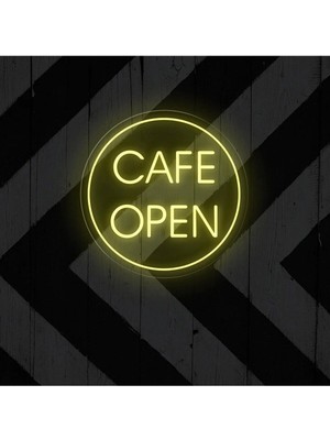 Biz Bu İşin Keyif Kısmındayız Cafe Open Yazılı Neon Tabela