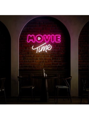 Biz Bu İşin Keyif Kısmındayız Movıe Time Yazılı Neon Tabela