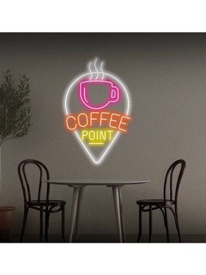 Biz Bu İşin Keyif Kısmındayız Coffee Poınt Yazılı ve Şekilli Neon Tabela