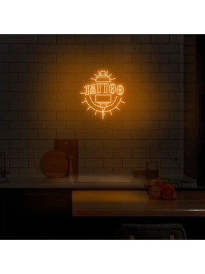 Biz Bu İşin Keyif Kısmındayız Tattoo Yazılı ve Şekilli Neon Tabela