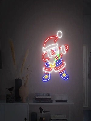 Biz Bu İşin Keyif Kısmındayız Noel Baba Figürlü Yılbaşı Temalı Neon Tabela