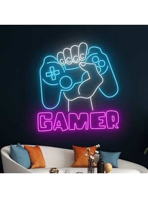 Biz Bu İşin Keyif Kısmındayız Gamer Yazılı ve Şekilli Neon Tabela